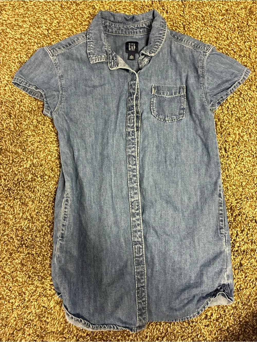 GAP Light Blue Short-Sleeve Denim Shirt Dress